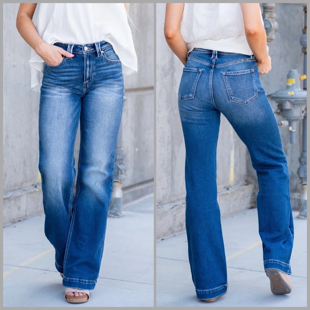 Kancan Holly High Rise Flare Hem Jeans Dark Women’s Multi Sizes NWT - Picture 12 of 15